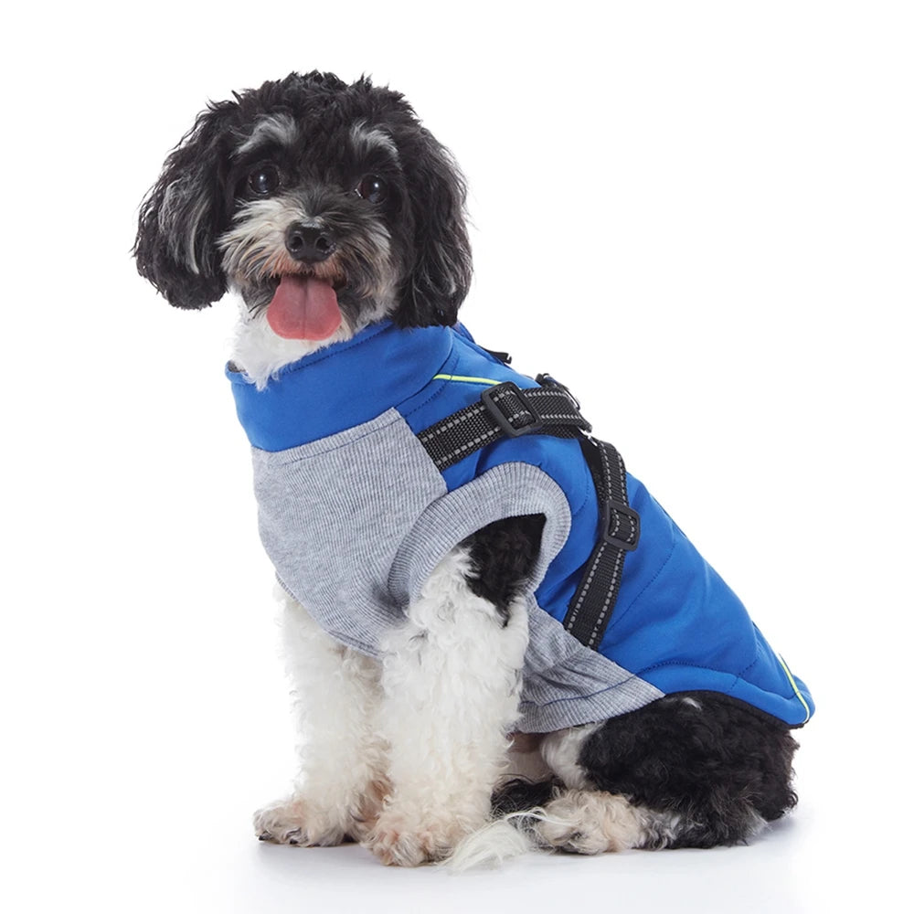 Waterproof Warm Dog Jacket With Harness Reflective Winter Coat For All Sizes