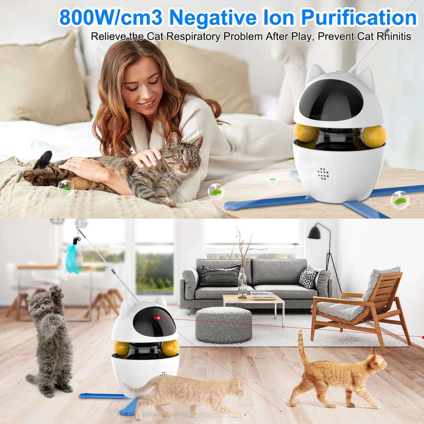 Engaging Rechargeable Interactive Cat Toy - USB Powered 4-in-1 Indoor Exercise Fun for Your Feline Friend - Keeps Kitty Active a