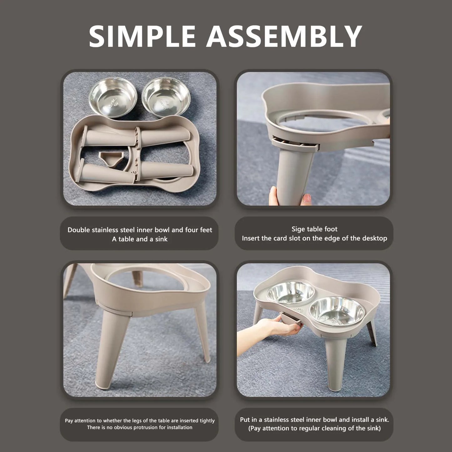 Stainless Steel Elevated Pet Bowl Non-Slip and No Spill Design