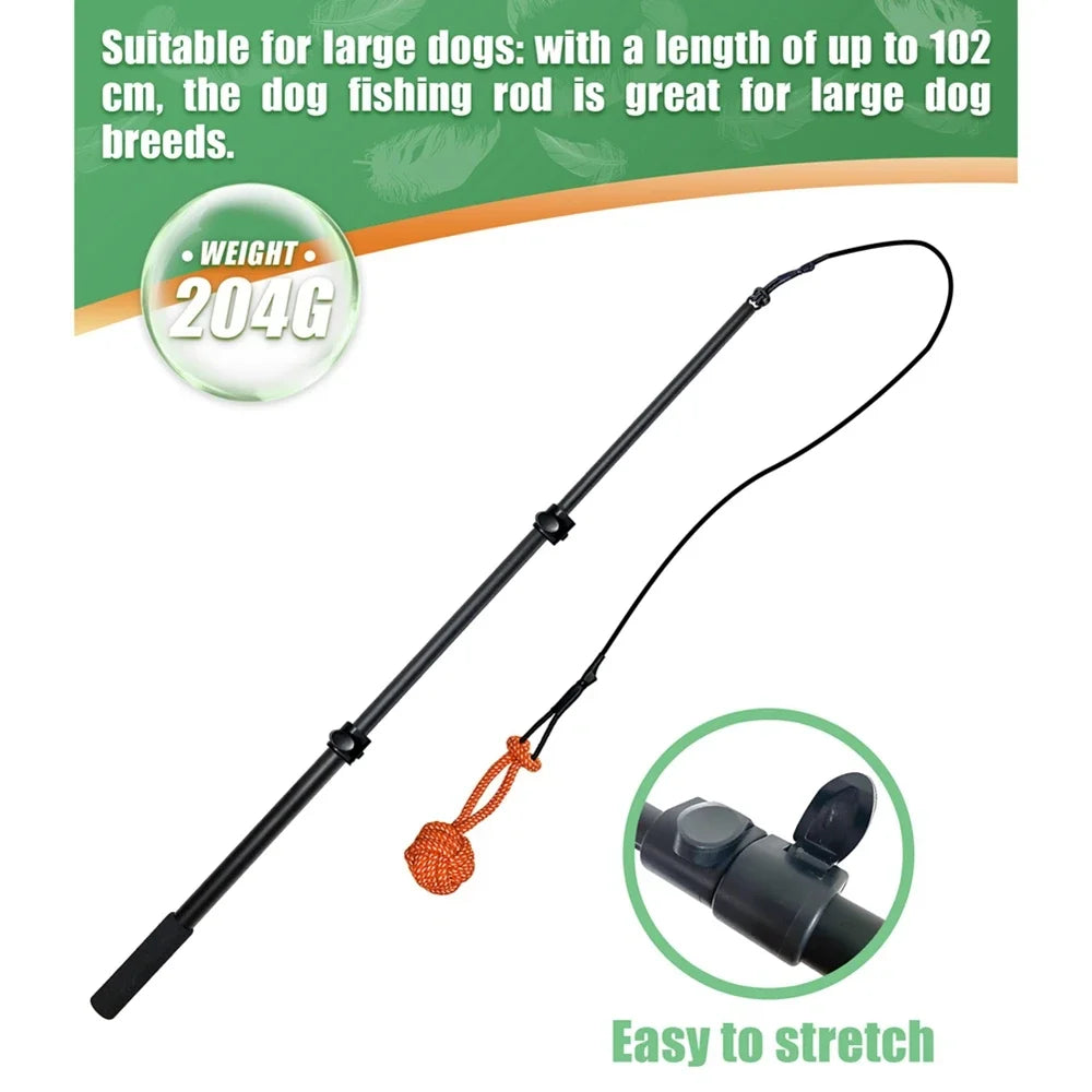 Interactive Dog Toy Extendable Flirt Pole for Small and Large Dogs Chase Drag Chew Rope Outdoor Training