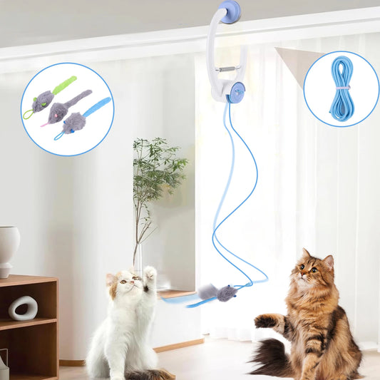 Door Hanging Kitten Teaser Retractable With Catnip Mice