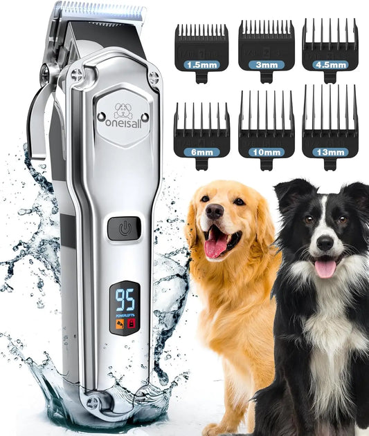 Dog Clippers for Grooming for Thick Heavy Coats/Low Noise Rechargeable Cordless Pet Shaver with Stainless Steel Blade/Waterproof