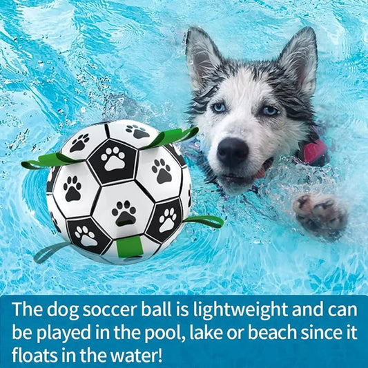 Durable Soccer Pet Toy With Straps For Dogs Interactive Chew Training Teeth Cleaning Playtime
