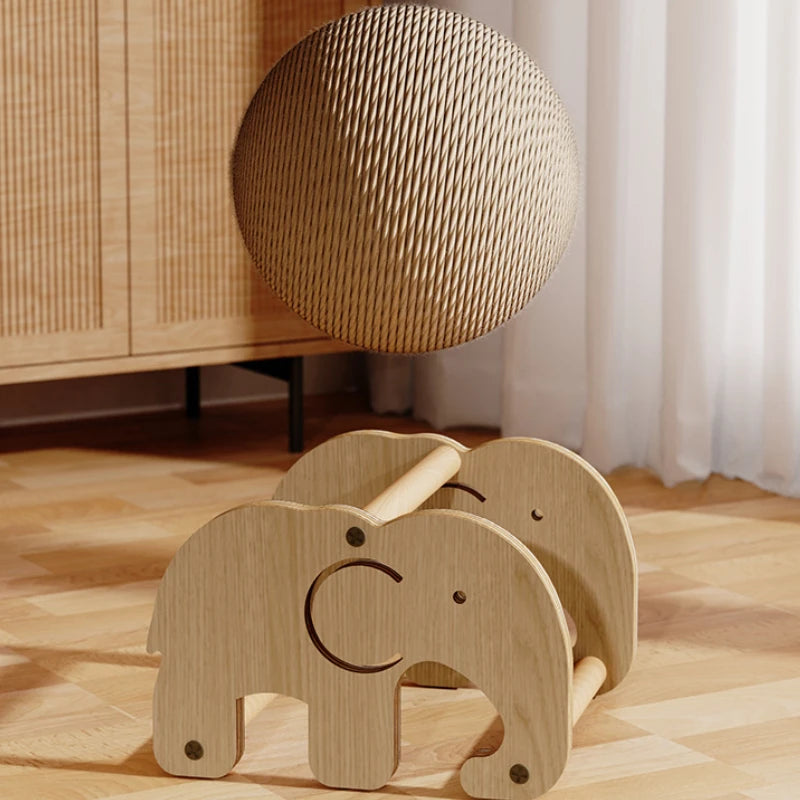 Cat Scratch Ball Board Pet Toy Wear Resistant Sisal Elephant Windmill Design Random Hair