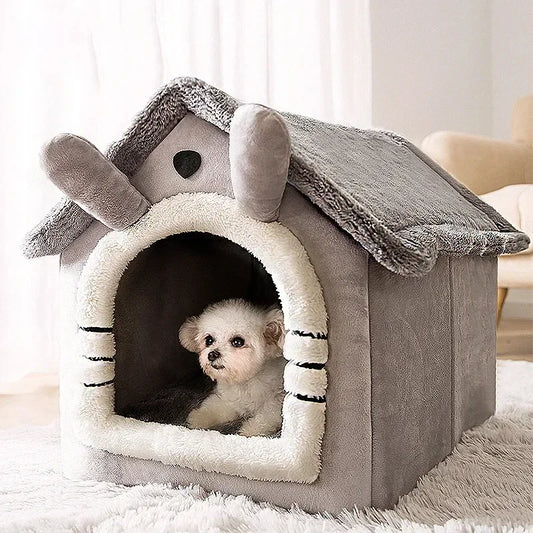Foldable Dog And Cat Kennel Bed With Mattress For Small And Medium Pets