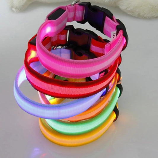 LED Dog Anti-lost Collar Glowing Luminous LED Light Pet Collar Collar