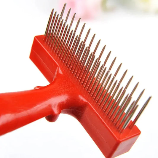 Double Row Stainless Steel Grooming Comb for Dogs and Cats Durable Undercoat Rake Brush