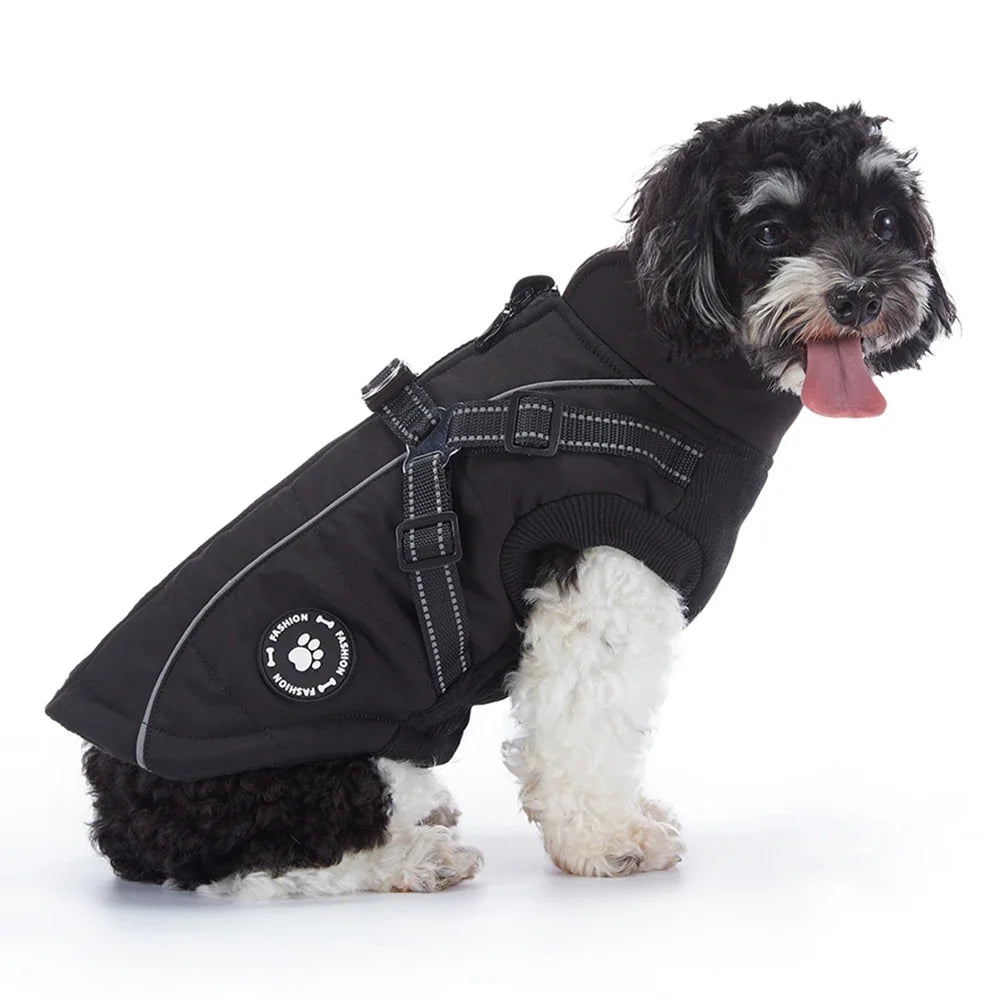 Waterproof Warm Dog Jacket With Harness Reflective Winter Coat For All Sizes
