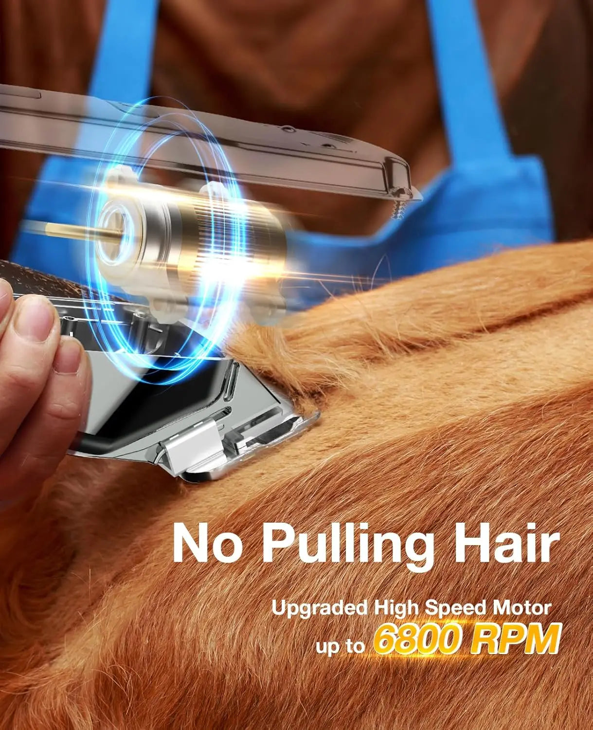 Dog Clippers for Grooming for Thick Heavy Coats/Low Noise Rechargeable Cordless Pet Shaver with Stainless Steel Blade/Waterproof