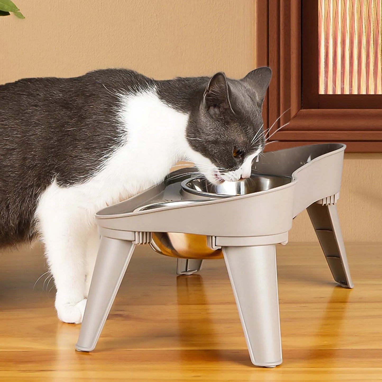 Stainless Steel Elevated Pet Bowl Non-Slip and No Spill Design