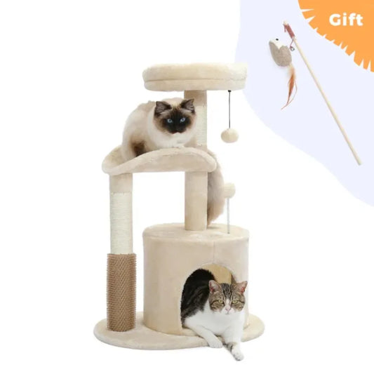 Small Cat Tree for Indoor Cats Medium Cat Tower with Interactive Cat Toy 32.7"