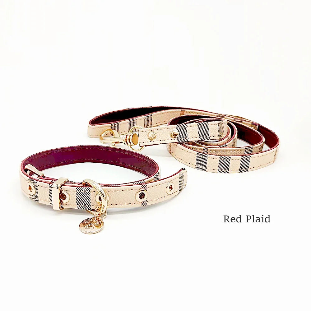 Pet Collar and Leash Set Leather Fashion Adjustable Collars