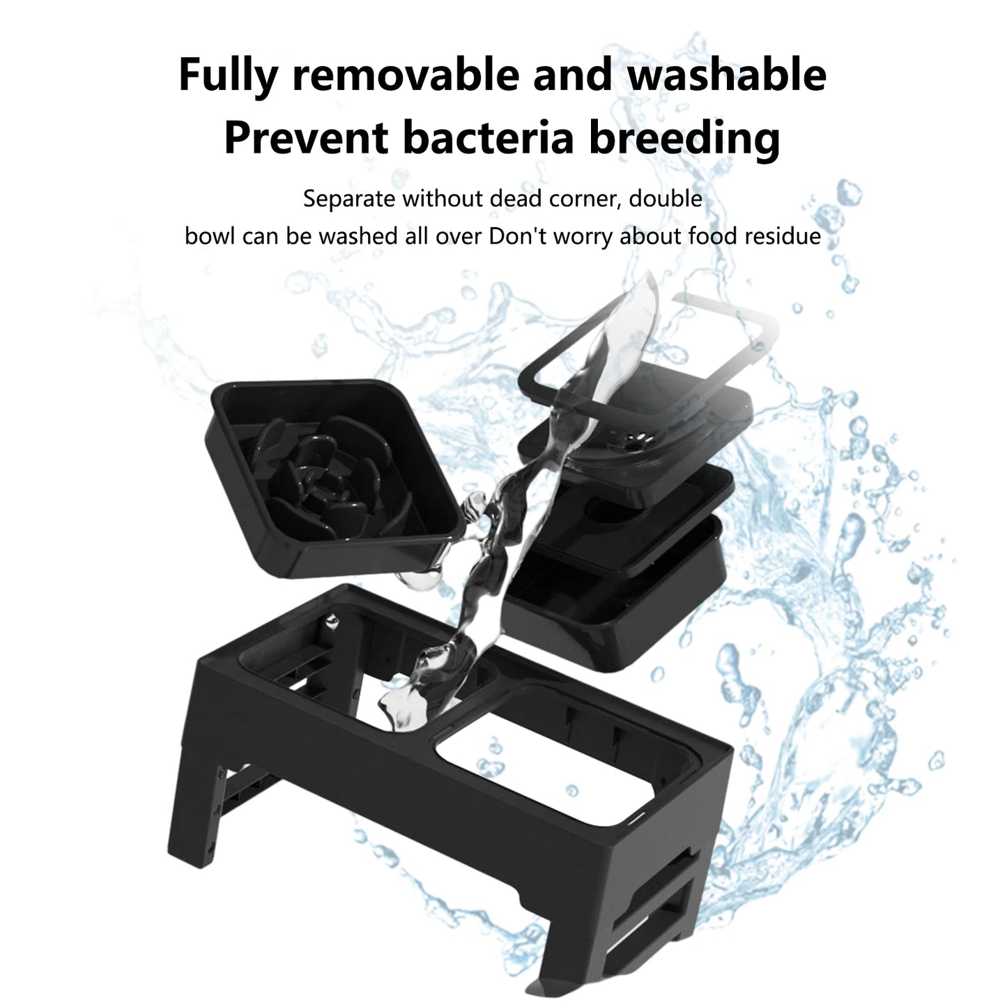 3 In 1 Stainless Steel Cat Dog Bowls Slow Feed Water