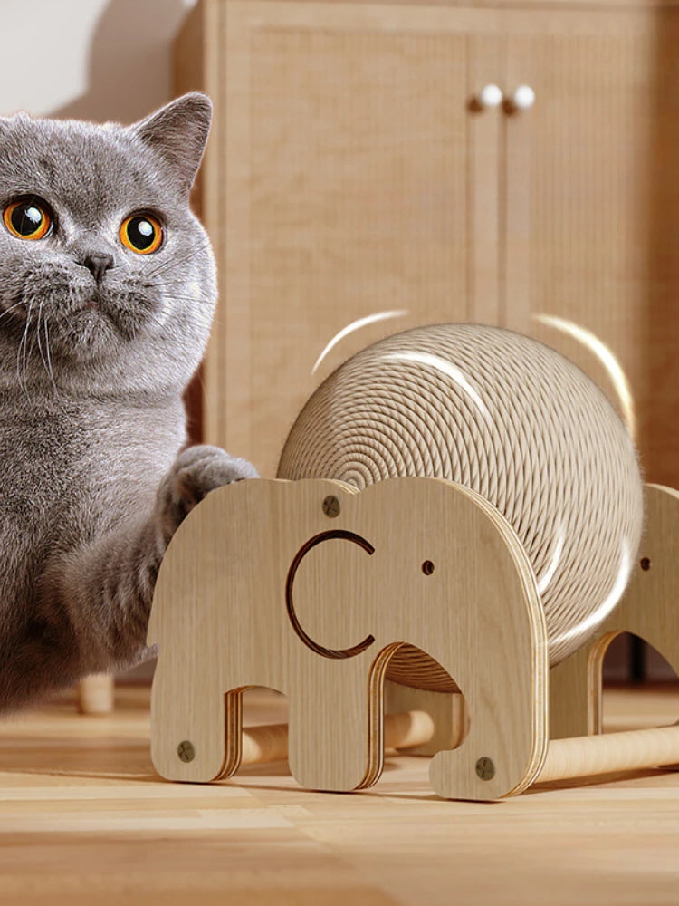 Cat Scratch Ball Board Pet Toy Wear Resistant Sisal Elephant Windmill Design Random Hair
