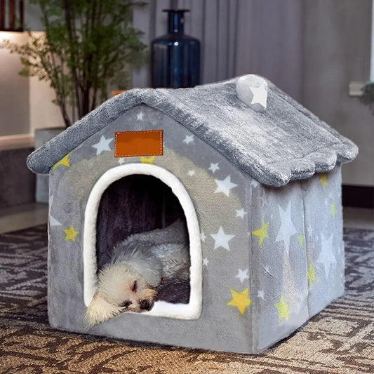 Indoor Foldable Dog House Bed With Cushion For Pets