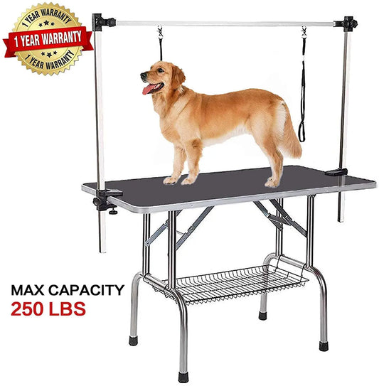 36"-46" Professional Dog Pet Grooming Table Adjustable Heavy Duty Portable w/Arm & Noose & Mesh Tray