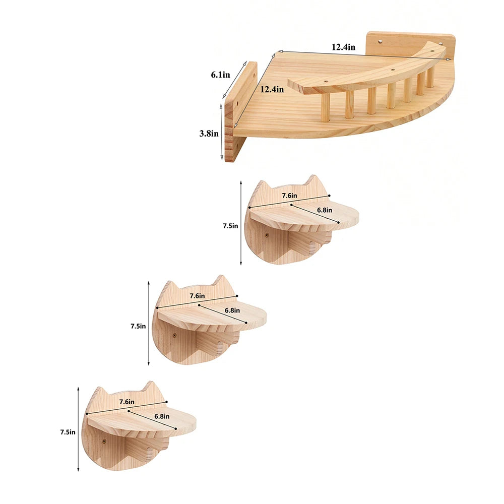 3/4Pcs Corner Hammock with Steps Set Wall Mounted Cat Tree