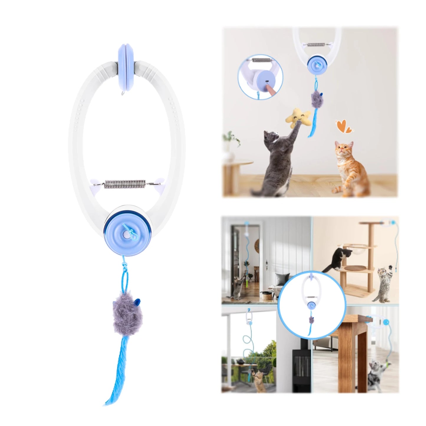Door Hanging Kitten Teaser Retractable With Catnip Mice