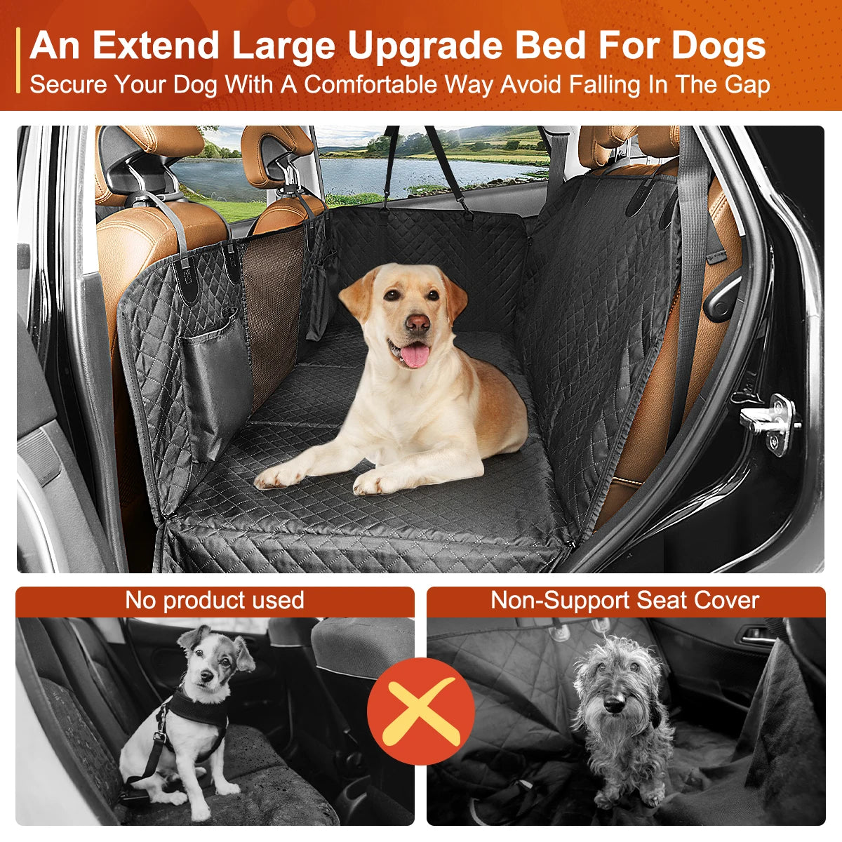 Dog Car Back Seat Extender Cover Hammock Protector For Pets Waterproof