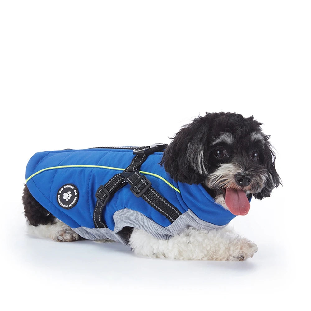 Waterproof Warm Dog Jacket With Harness Reflective Winter Coat For All Sizes