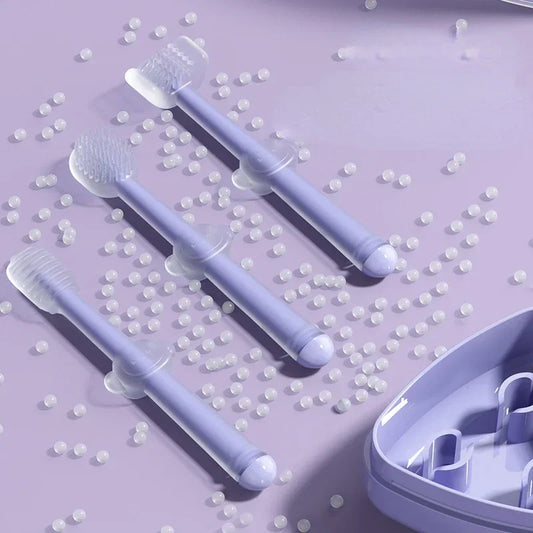 3pcs Pet Toothbrush Set Purple Silica Gel for Cat and Dog Tartar Mouth Cleaning Supplies