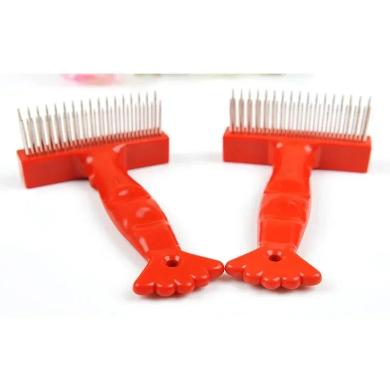 Double Row Stainless Steel Grooming Comb for Dogs and Cats Durable Undercoat Rake Brush