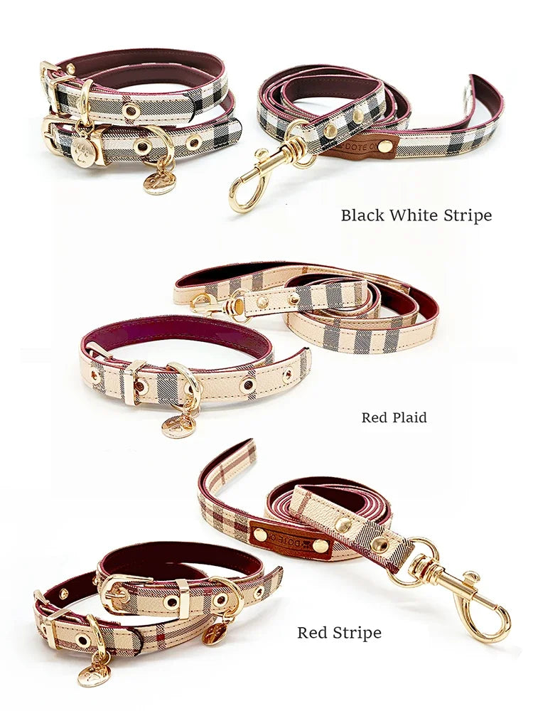 Pet Collar and Leash Set Leather Fashion Adjustable Collars