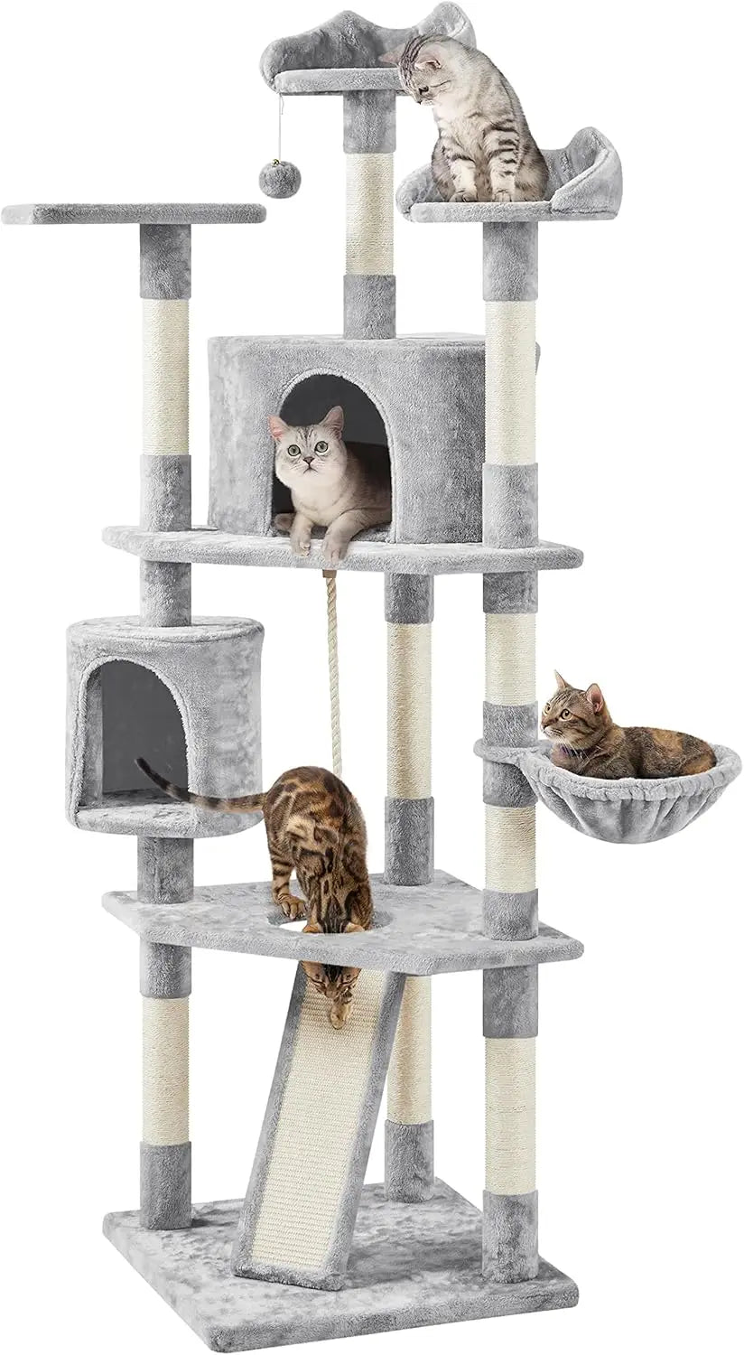 79 Inch Multi Level Cat Tree Indoor Tower with Plush Perches and Scratching Posts for Kittens and Cats