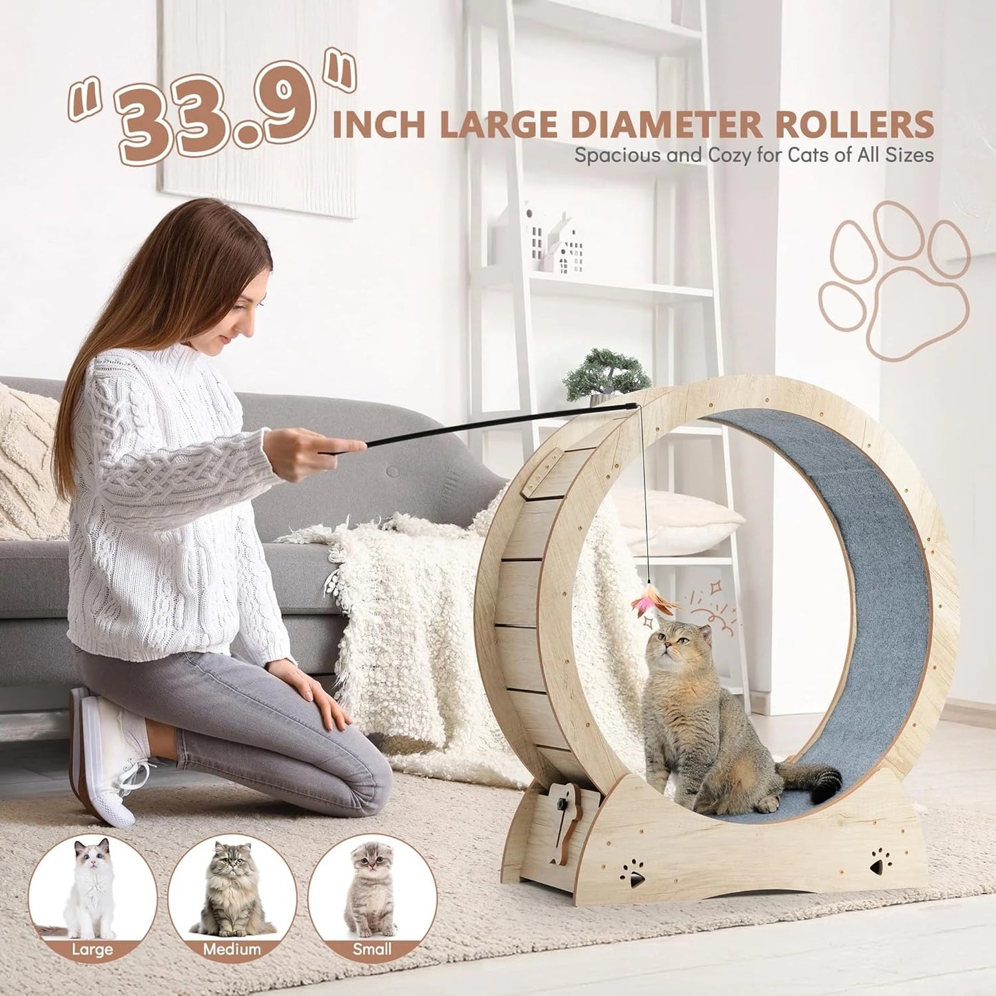 Cat Exercise Wheel 33.9 Inch Indoor Cat Runway Treadmill