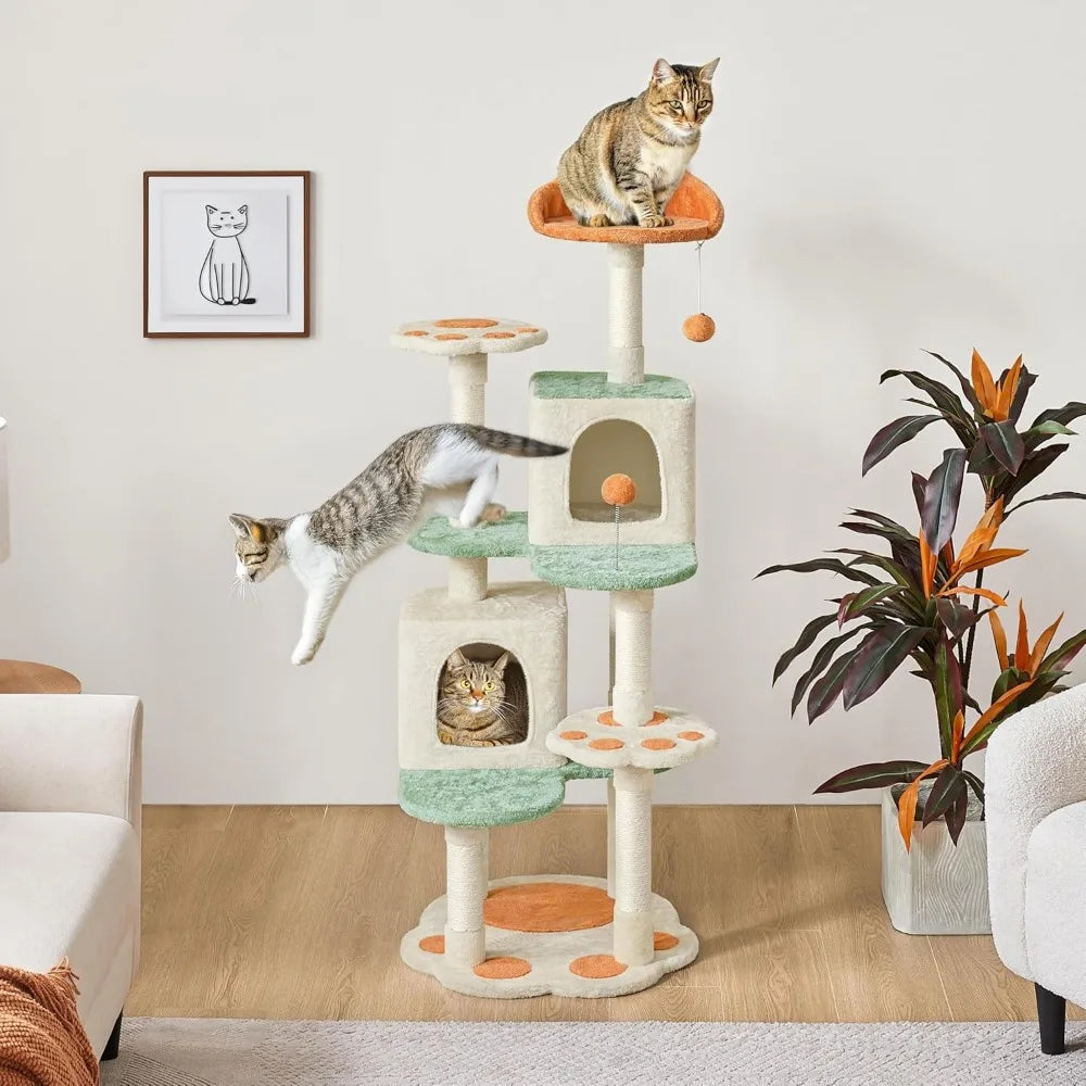 57.5in Cat Tree Tower, Multi-Functional Activity Center