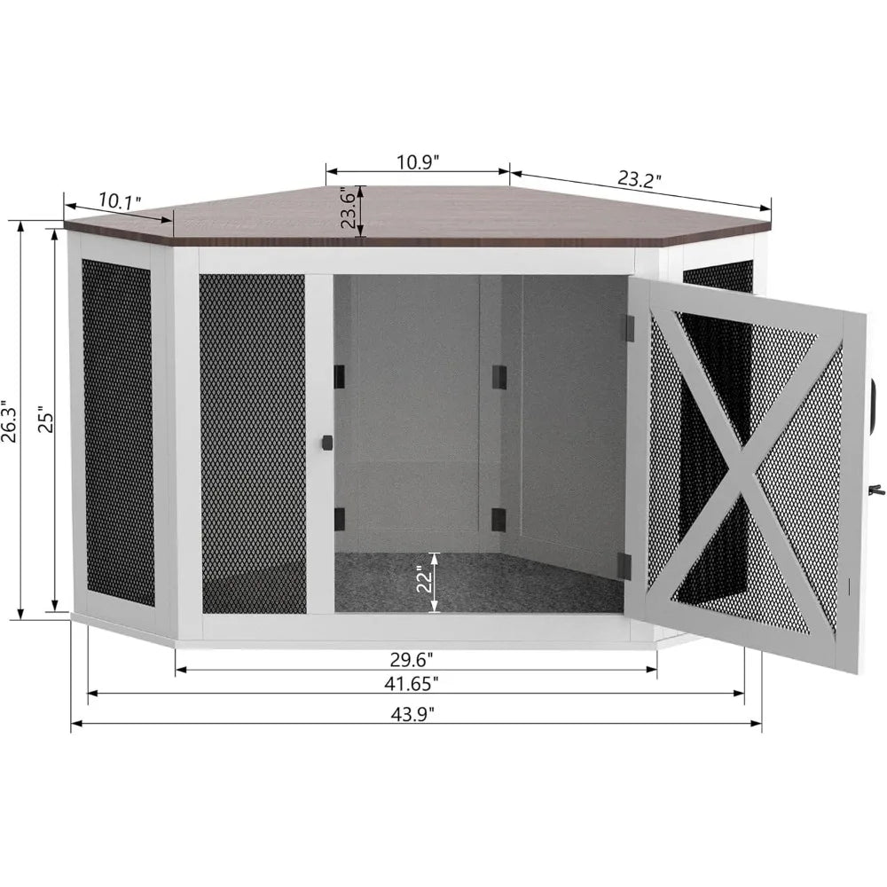 Corner Dog Crate Furniture, Cage/House for Small Medium Large , Decorative Pet Crate