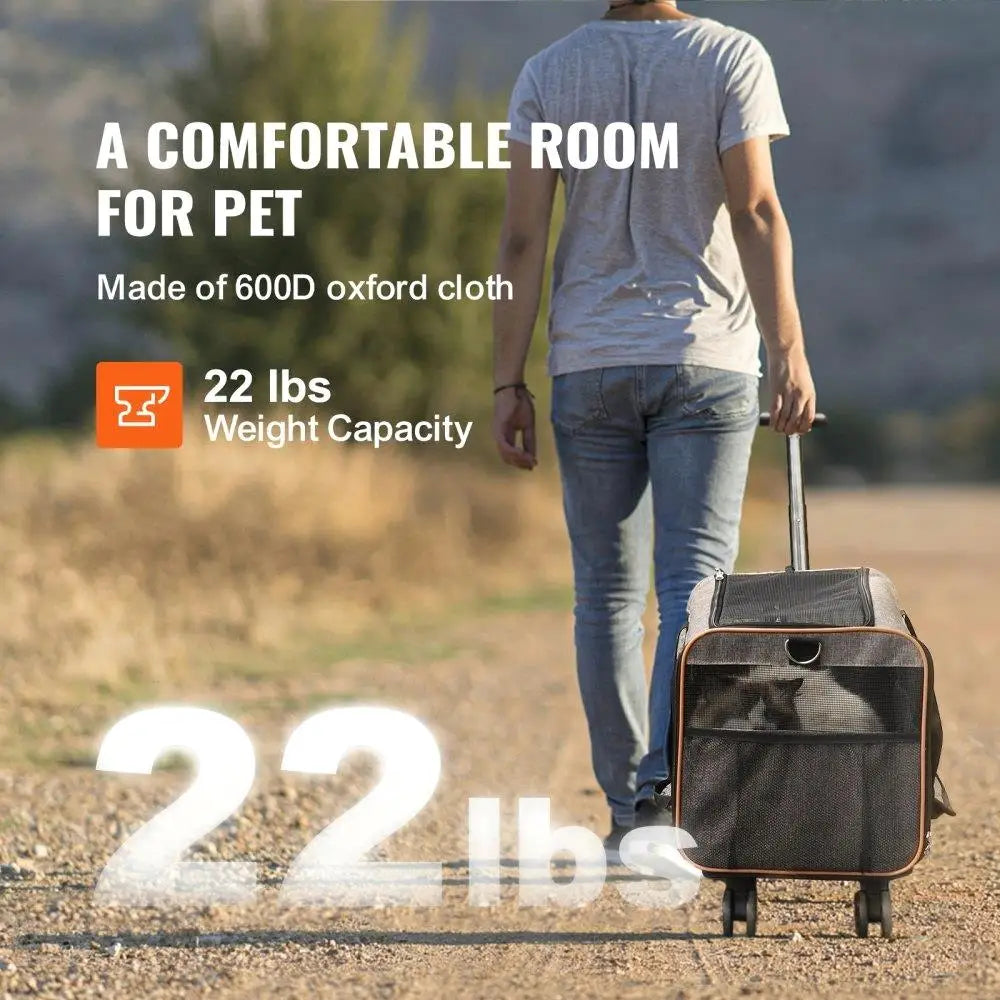 Rolling Carrier with Wheels - Airline Approved Pet Travel Bag