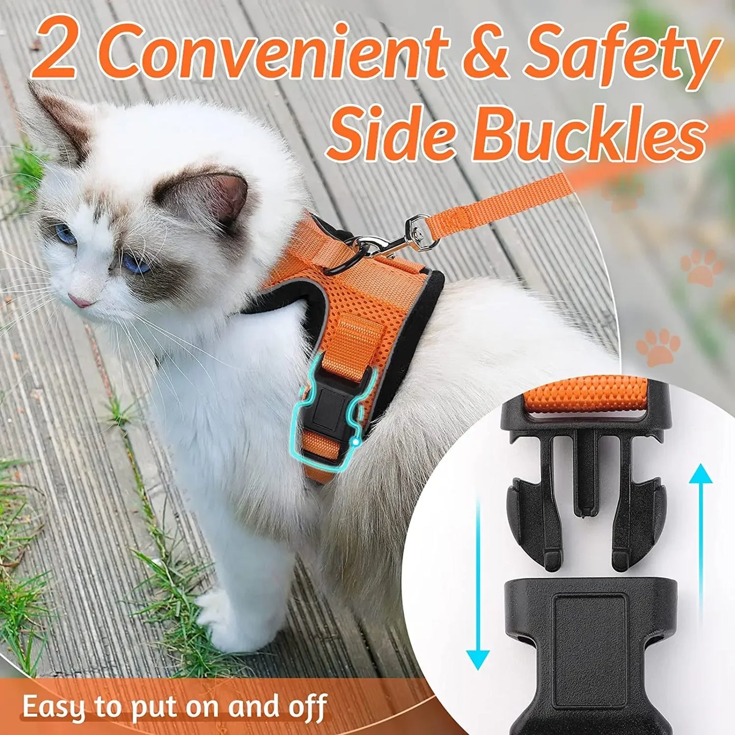 ATUBAN Reflective Breathable Cat Harness And Leash Walking