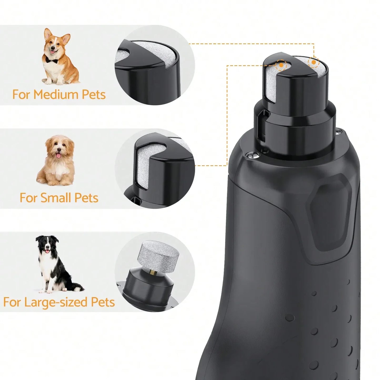 Quiet 6 Speed USB Rechargeable Electric Dog Nail Grinder with LED Lights for All Dog Sizes