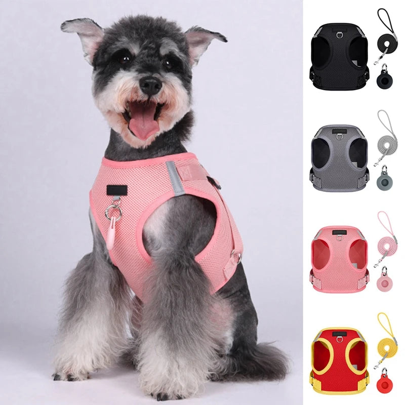 Mesh Cloth Dogs Harness With Leash Adjustable Harness