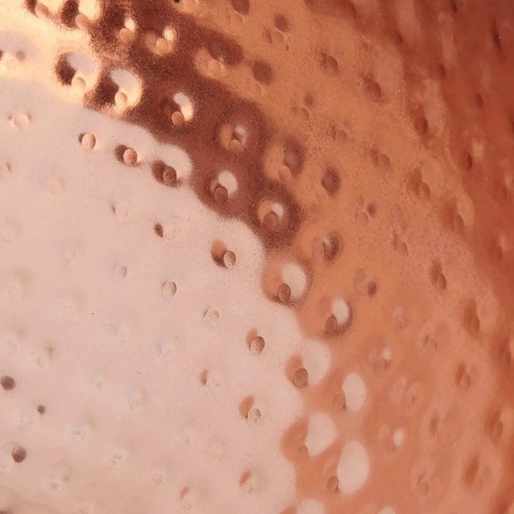 Round Hammered Copper Finish Metal Serving Bowl With Texture