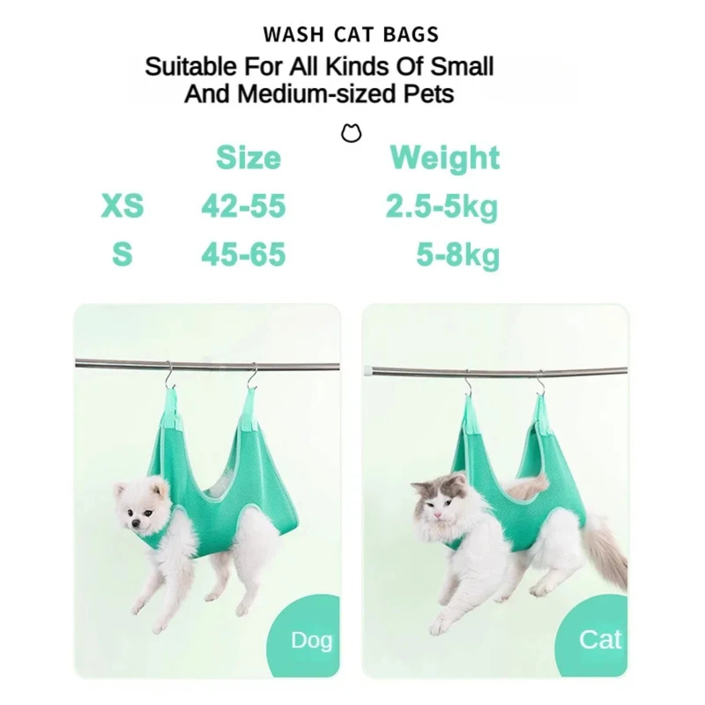 Cat Grooming nail cutting anti scratch bite fixed bag bath Trimming Restraint Bag  hammock hanging