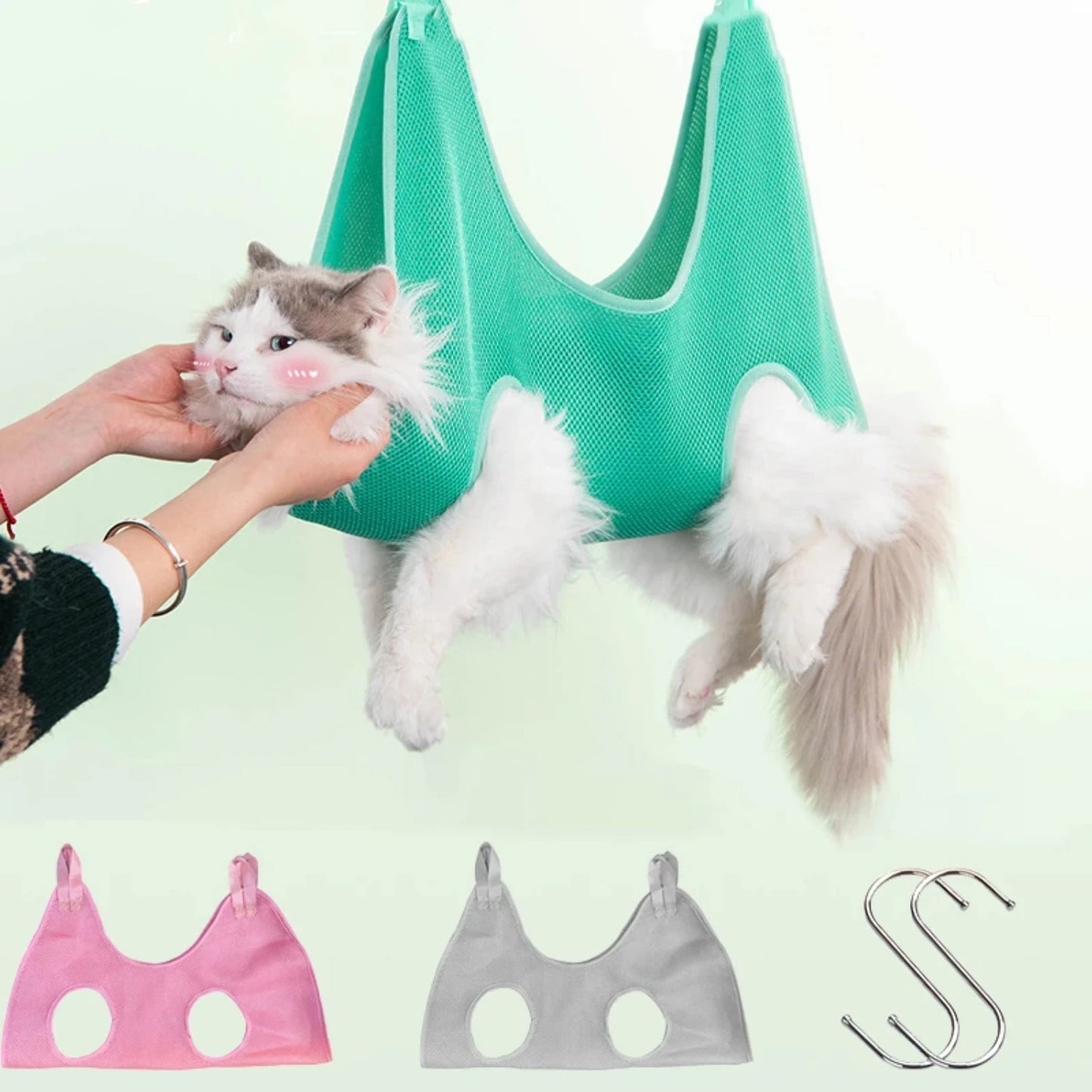 Cat Grooming nail cutting anti scratch bite fixed bag bath Trimming Restraint Bag  hammock hanging