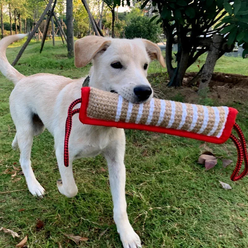 Dog Biting Pillow Tug Stick Hemp Training Chewing Durable Linen Molar Clean Teeth Interactive Toys Outdoor