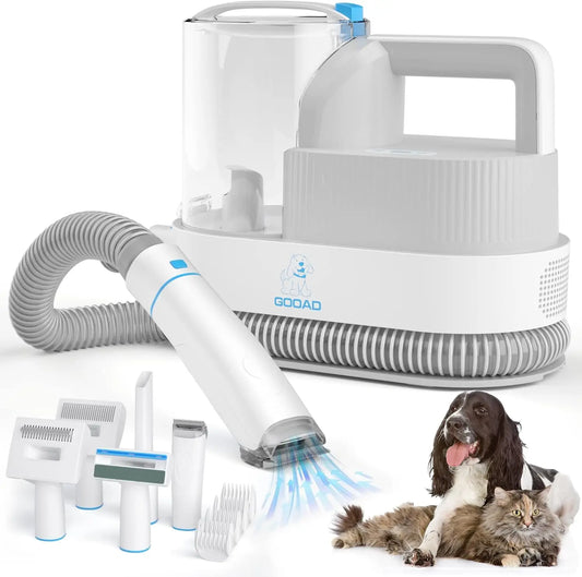 Hair Vacuum & Pet Grooming Vacuum, Dog Grooming Kit, Dog Clippers & Dog Brush For Shedding With 5 Pet Grooming Tools, Low