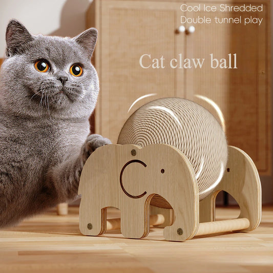Cat Scratch Ball Board Pet Toy Wear Resistant Sisal Elephant Windmill Design Random Hair