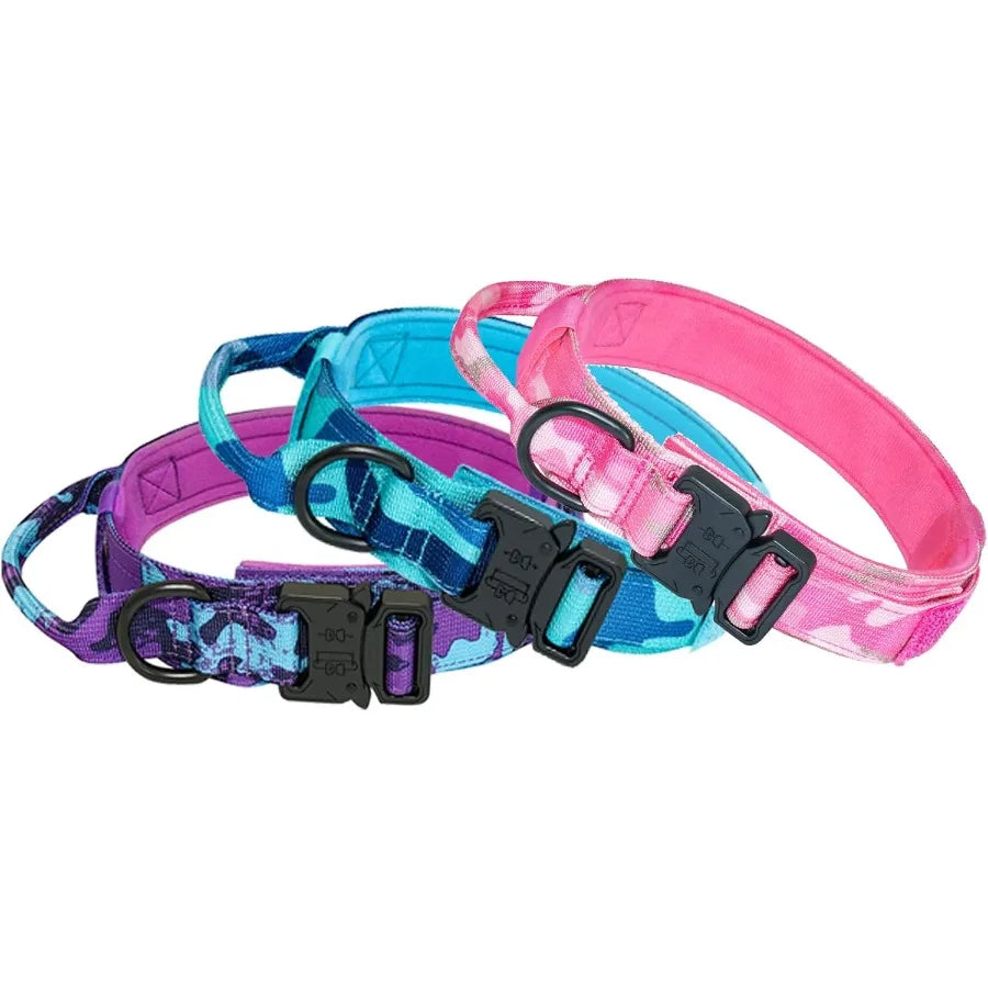 Tactical Nylon Dog Collar With Handle And Buckle For Medium Dogs