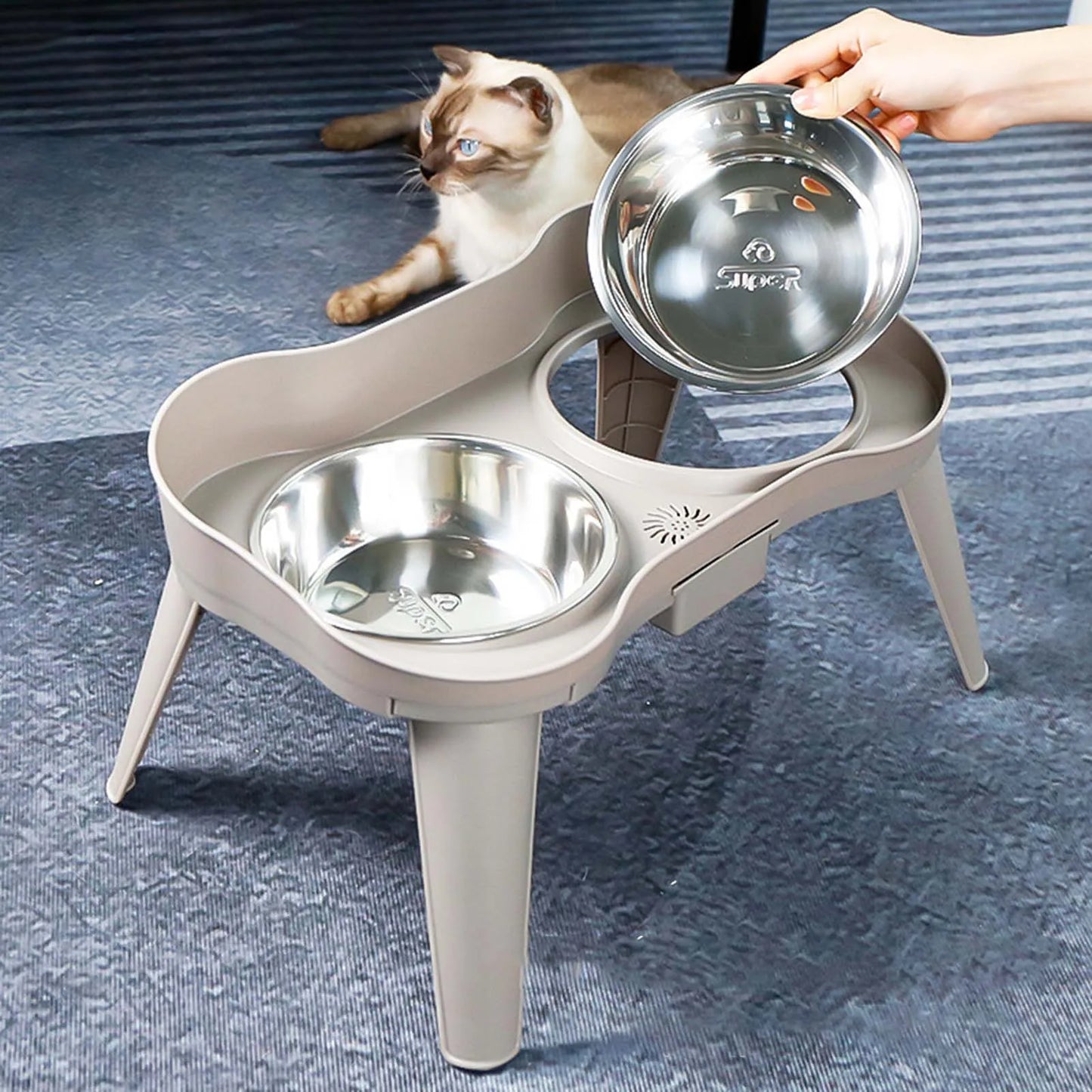 Stainless Steel Elevated Pet Bowl Non-Slip and No Spill Design