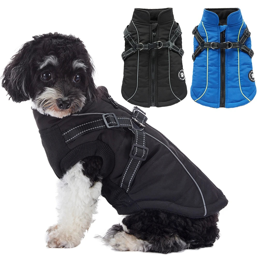 Waterproof Warm Dog Jacket With Harness Reflective Winter Coat For All Sizes