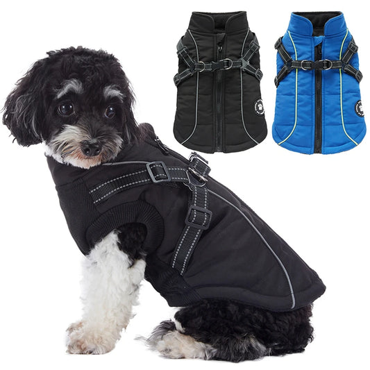 Waterproof Warm Dog Jacket With Harness Reflective Winter Coat For All Sizes