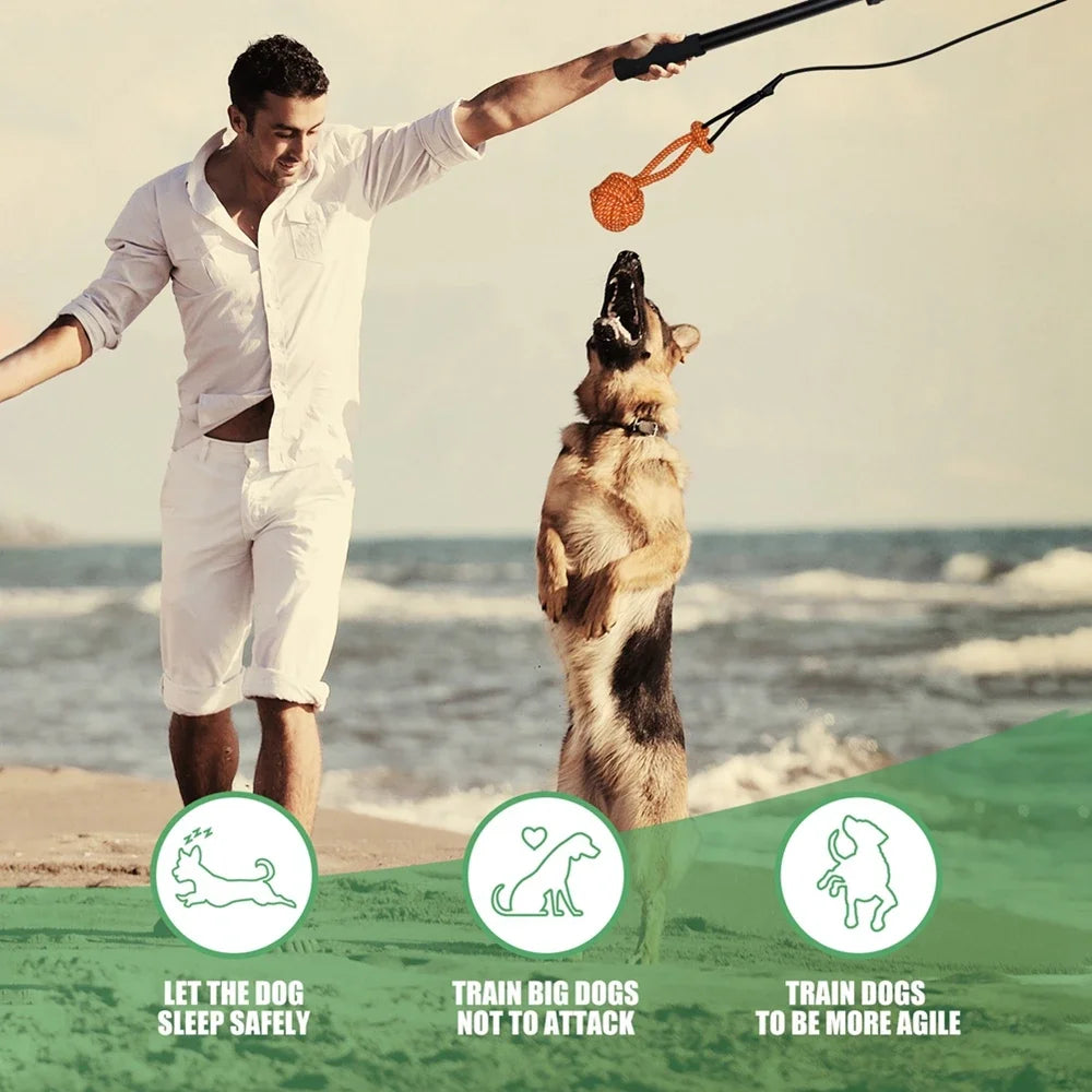Interactive Dog Toy Extendable Flirt Pole for Small and Large Dogs Chase Drag Chew Rope Outdoor Training