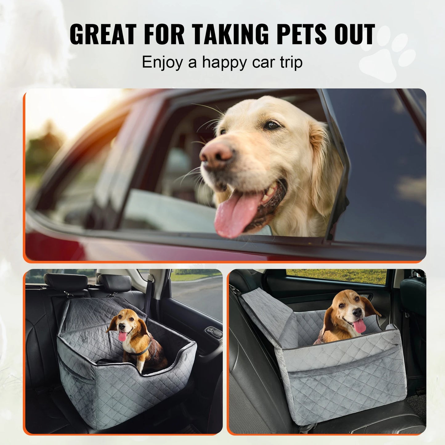 SucceBuy Dog Car Seat Booster With Pocket For Medium Large Dogs Up To 55 Lbs