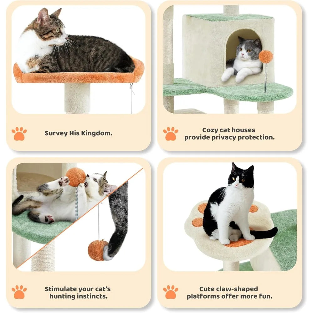 57.5in Cat Tree Tower, Multi-Functional Activity Center
