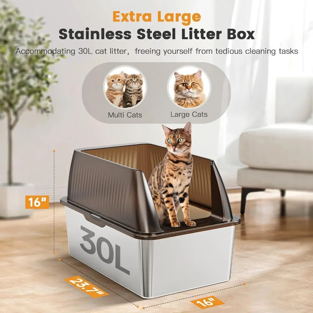 16” XL Stainless Steel Cat Litter Box Enclosure