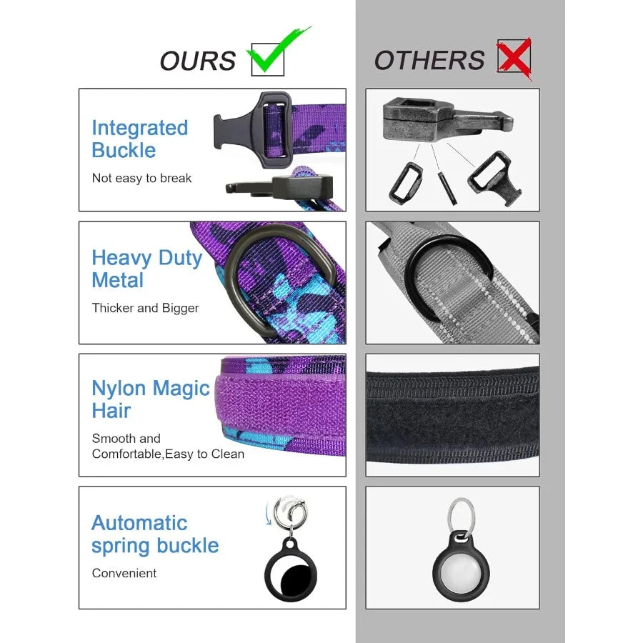 Tactical Nylon Dog Collar With Handle And Buckle For Medium Dogs